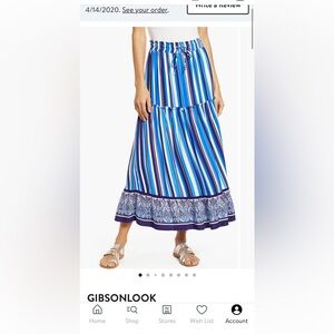 Nordstrom Vibrant Blue and White Striped Maxi Skirt